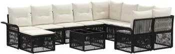 vidaXL Gartensofa-Set 11-teilig, schwarz, Poly-Rattan (3435025)