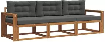 vidaXL Outdoor-Sofagarnitur 3-tlg., natur/anthrazit (3367130)