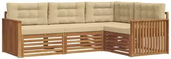 vidaXL Outdoor-Sofagarnitur 4-tlg. mit Kissen, natur/beige (3373378)