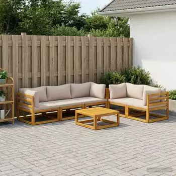 vidaXL Gartenlounge-Set 6-tlg. Akazien-Massivholz, natur