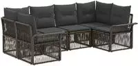 vidaXL Gartensofa-set 6 stk. 6-Sitzanzahl Grau Poly-Rattan