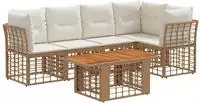 vidaXL Gartensofa-set 6 stk. Nat&uuml;rlich und Cremwei&szlig; Poly-Rattan