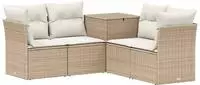 vidaXL Sofa Set 5 stk. Beige und Cremewei&szlig; Polyrattan und Stahl