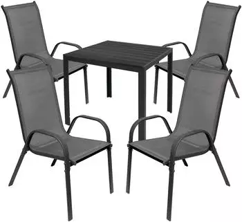 Mojawo Gartengarnitur Non-Wood 5-teilig 80x80cm anthrazit