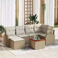 vidaXL Gartensofa-set 7 stk. Beige Poly-Rattan