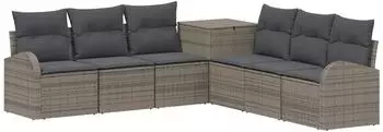 vidaXL Garten-Sofa-Set 7-teilig grau/dunkelgrau Polyrattan und Stahl (3448704)