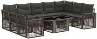 vidaXL Gartensofa-set 10 stk. Grau und Dunkelgrau Poly-Rattan