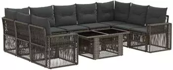 vidaXL Gartensofa-Set 10-tlg. Poly-Rattan grau/dunkelgrau (3436838)