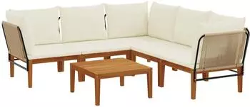 vidaXL St&uuml;hle aus Akazienholz und Seil, 6er-Set (3407769)