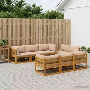 vidaXL Garten-Lounge-Set 9-teilig, modular, Akazie natur (3417287)