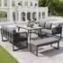 OKWISH Gartenlounge-Set PE-Rattan grau mit Kissen, 5-teilig