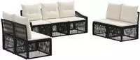 vidaXL Gartensofa-set 7 stk. Schwarz Poly-Rattan