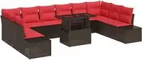 vidaXL Gartensofa-set 11 stk. Braun Poly-Rattan