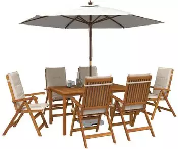 vidaXL Garten-Essset 7-teilig, Akazienholz massiv, natur (3434578)