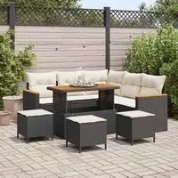 vidaXL Gartensofa-set 9 stk. Schwarz Poly-Rattan