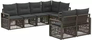 vidaXL Gartensofa-Set 7-Sitzer, grau, Poly-Rattan (3435770)