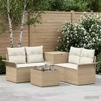 vidaXL Sofa Set 6 stk. 4-Sitzer Beige und Cremewei&szlig;
