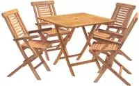 vidaXL 5-teiliges klappbares Garten-Bistro-Set Natur Massivholz Teak