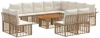 vidaXL Gartensofa-set 13 stk. Nat&uuml;rlich und Cremwei&szlig; Poly-Rattan
