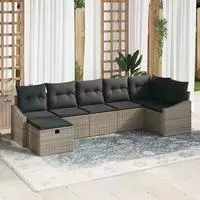 vidaXL Sofa Set 7 stk. Grau Poly-Rattan