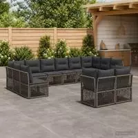 vidaXL Gartensofa-set 12 stk. Grau Poly-Rattan