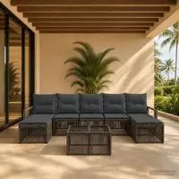vidaXL Gartensofa-set 8 stk. Grau Poly-Rattan