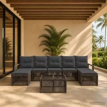 vidaXL Gartenlounge-Set 8-tlg. grau Polyrattan (3435800)