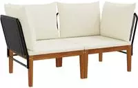 vidaXL 2 stk. Massives Akazienholz & Seil Natur