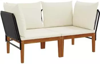 vidaXL Hocker aus Akazienholz und Naturseil, 2er-Set (3407715)