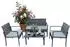 Relaxdays Gartenlounge-Set 4-teilig, Polyrattan, grau-creme