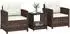 Outsunny Rattan Bistroset 3-teilig, 2 Sessel, 2-Ebene Glastisch, cremeweiß