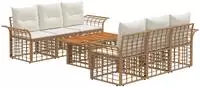 vidaXL Gartensofa-set 7 stk. Nat&uuml;rlich und Cremwei&szlig; Poly-Rattan
