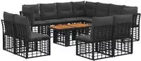 vidaXL Gartensofa-set 12 stk. Schwarz und Dunkelgrau Poly-Rattan