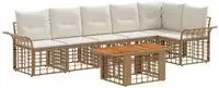 vidaXL Gartensofa-set 7 stk. Nat&uuml;rlich und Cremwei&szlig; Poly-Rattan
