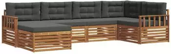 vidaXL Outdoor-Sofagarnitur 6-tlg. mit Kissen, natur/anthrazit (3373732)