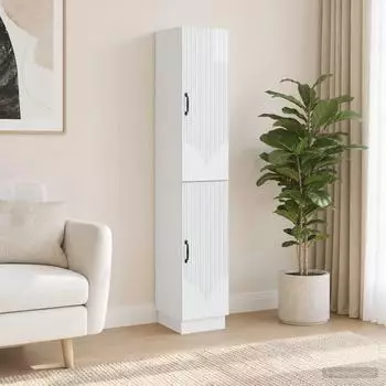 vidaXL M&ouml;bel-Set 2-tlg. mit Regal, Holzwerkstoff, wei&szlig; hochglanz