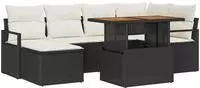 vidaXL Gartensofa-set 7 stk. Schwarz Poly-Rattan