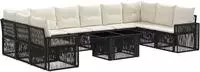 vidaXL Gartensofa-set 11 stk. Schwarz und Cremewei&szlig; Poly-Rattan