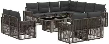 vidaXL Gartensofa-Set 12-teilig, grau und dunkelgrau, Poly-Rattan (3436871)