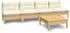 vidaXL Garten-Lounge-Set 5-tlg. Kiefernholz, cremefarbene Kissen (3096130)