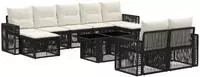 vidaXL Gartensofa-set 10 stk. Schwarz und Cremewei&szlig; Poly-Rattan
