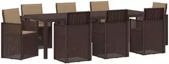 vidaXL Garten-Essgruppe 9-tlg. PP, braun und taupe (3430093)