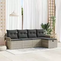 vidaXL Gartensofa-set 5 stk. Hellgrau Poly-Rattan