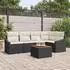 vidaXL Garten-Sofa-Set mit Kissen, 6-tlg., schwarz, Poly-Rattan (3347831)