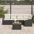 vidaXL Garten-Sofa-Set mit Kissen, 6-tlg., schwarz, Poly-Rattan (3347831)