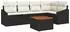 vidaXL Garten-Sofa-Set mit Kissen, 6-tlg., schwarz, Poly-Rattan (3347831)