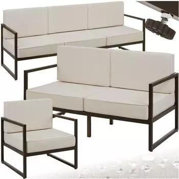 TecTake Comosa Garten-Loungeset 6 Personen, XXL-Polsterung, braun/beige (405821)