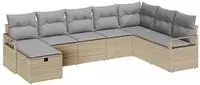 vidaXL Sofa Set 8 stk. 8-Sitzanzahl Beige und Hellgrau Poly-Rattan