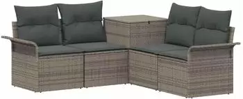 vidaXL Garten-Sofa-Set 5-tlg. grau/dunkelgrau Polyrattan und Stahl (3447740)
