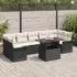 vidaXL Garten-Sofa-Set mit Kissen, 8-tlg., schwarz, Polyrattan (3348233)